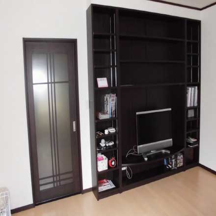 造り付けの壁面収納例1